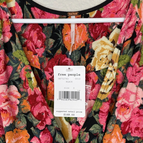 NWT Free People Black Jaimie Floral Midi Dress Size Small Retail $168 - Picture 6 of 9